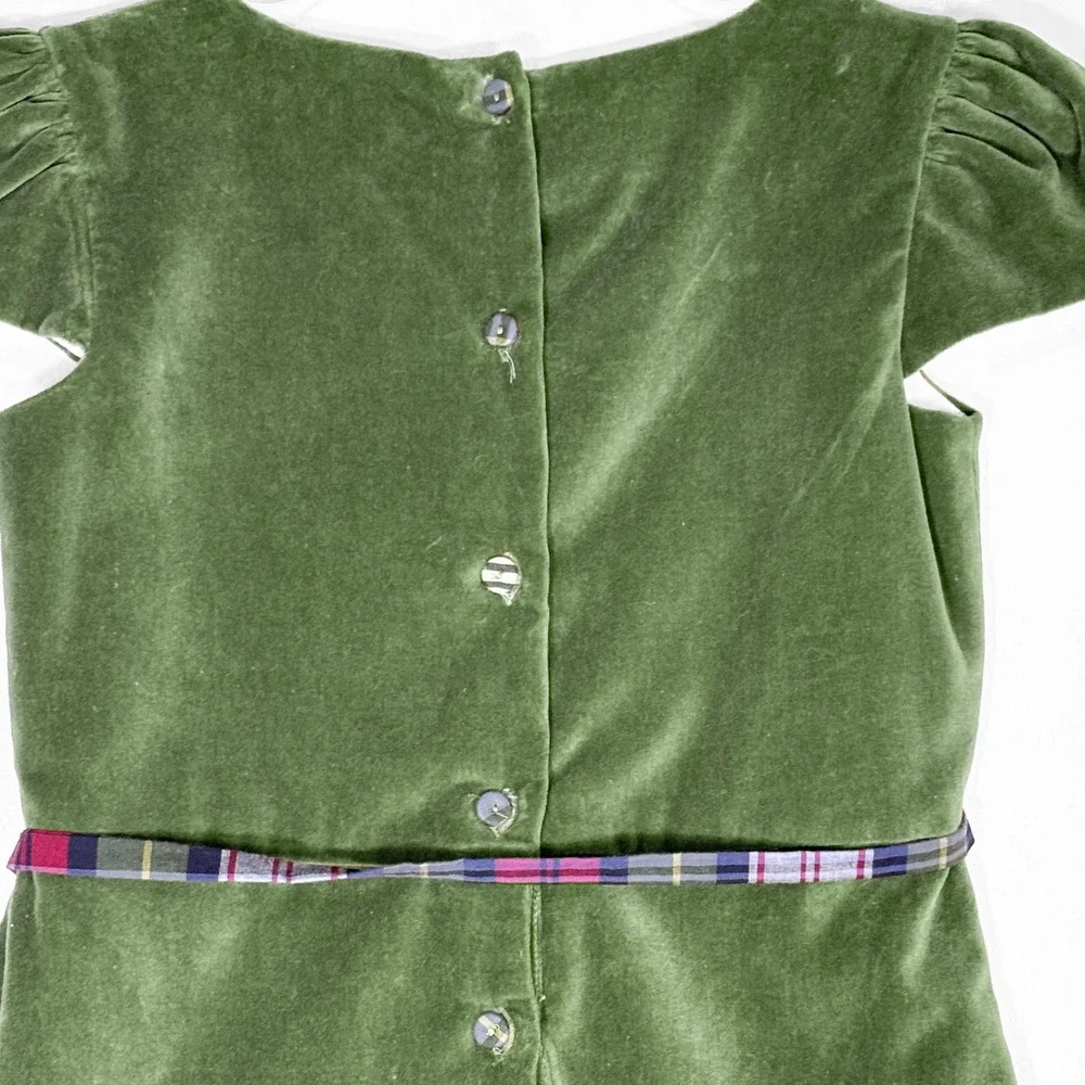 Vintage Strasburg Classic Green Velvet Plaid Bow Dress 10 Holiday‎ Christmas